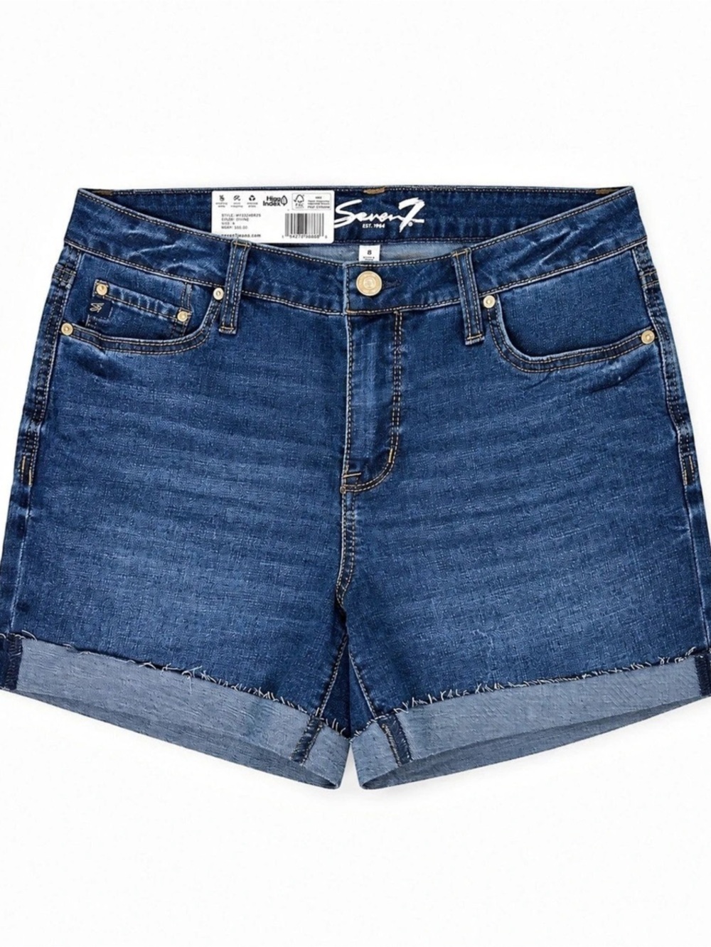 Seven7 Weekend Short Denim Cuffed Shorts in Blue Size 8 NWT